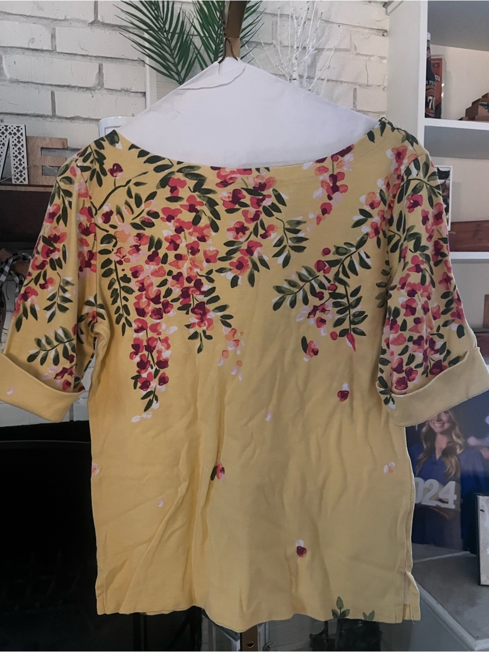 Karen Scott Yellow Floral Tunic Top